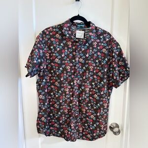 Denim & Flower Ricky Singh Men’s Black Floral Short-Sleeve Button-Down Shirt XL